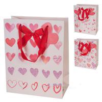 Набор пакетов подарочных "Hearts", 26x12,5xH32 см (12шт), в асс.