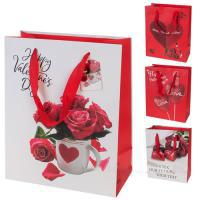 Набор пакетов подарочных "Valentine day", 26x12,5xH32 см (12шт), в асс.