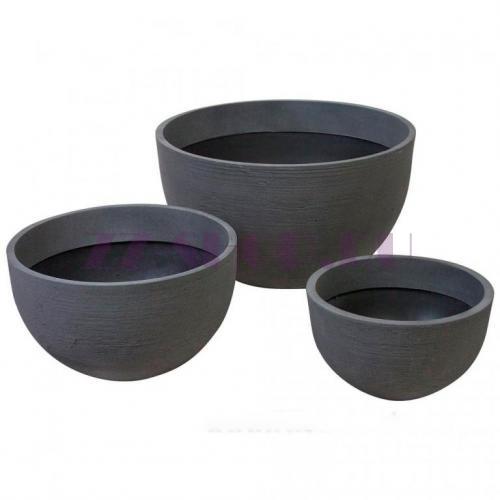 Кашпо Nobilis Marco Gray Sand Round Fiberstone