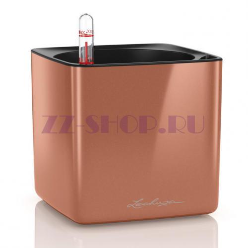 Кашпо LECHUZA CUBE Glossy Золотой блестящий