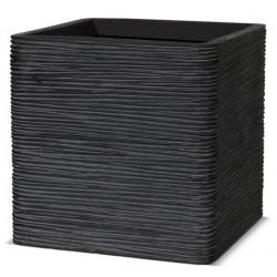 Кашпо-Куб Capi Nature Planter Square Rib Black