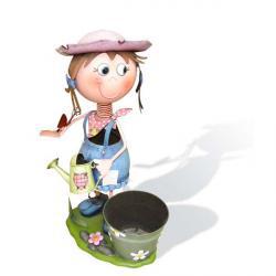 Уличная подставка для цветов - кашпо Девочка с лейкой в юбке