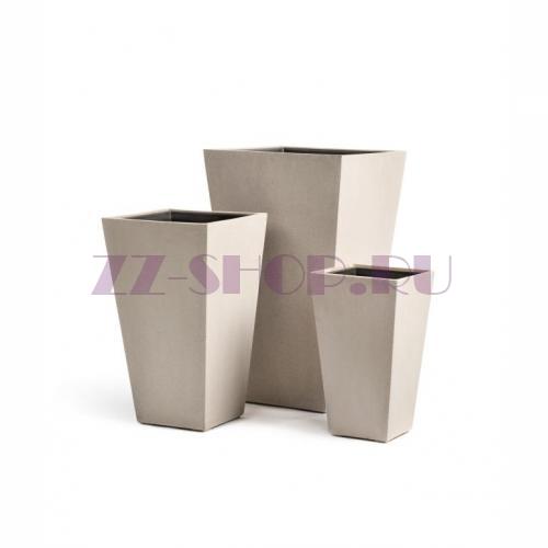 Кашпо Treez Japonica Effectory Beton (Высокая трапеция) - Белый песок