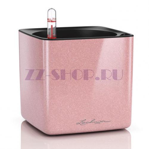 Кашпо LECHUZA CUBE Glossy Kiss 14 Кремовый блестящий