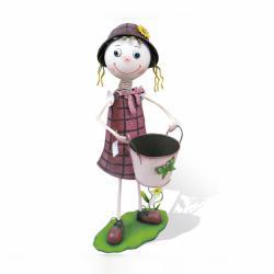 Уличная подставка для цветов - кашпо Девочка в панаме с ведром